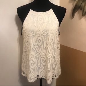 Monteau Lace Sleeveless Halter Top Size M